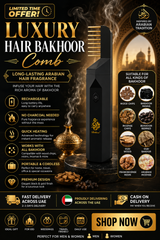 Luxury Electric Hair Bakhoor Comb – Portable Rechargeable Incense Hair Perfume Burner | Black & Gold